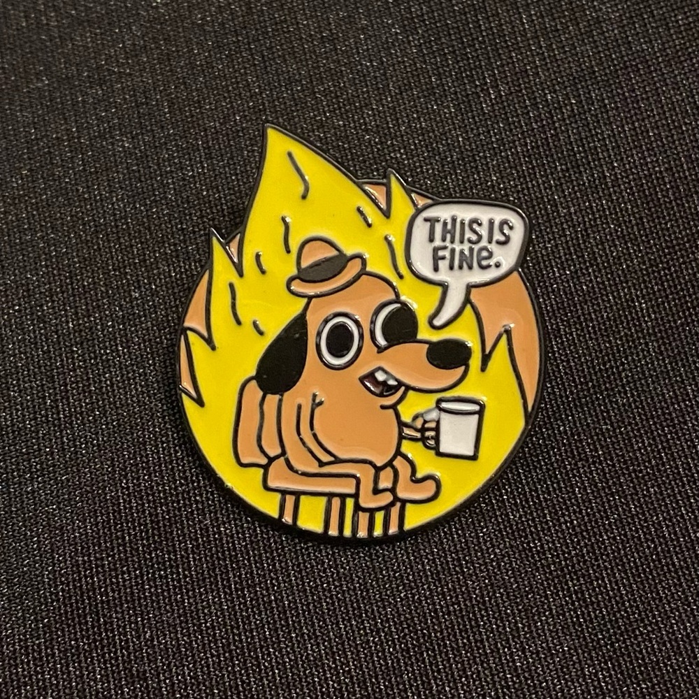 Denial Dog Pin or Magnet | Are you going to tell him or should I?